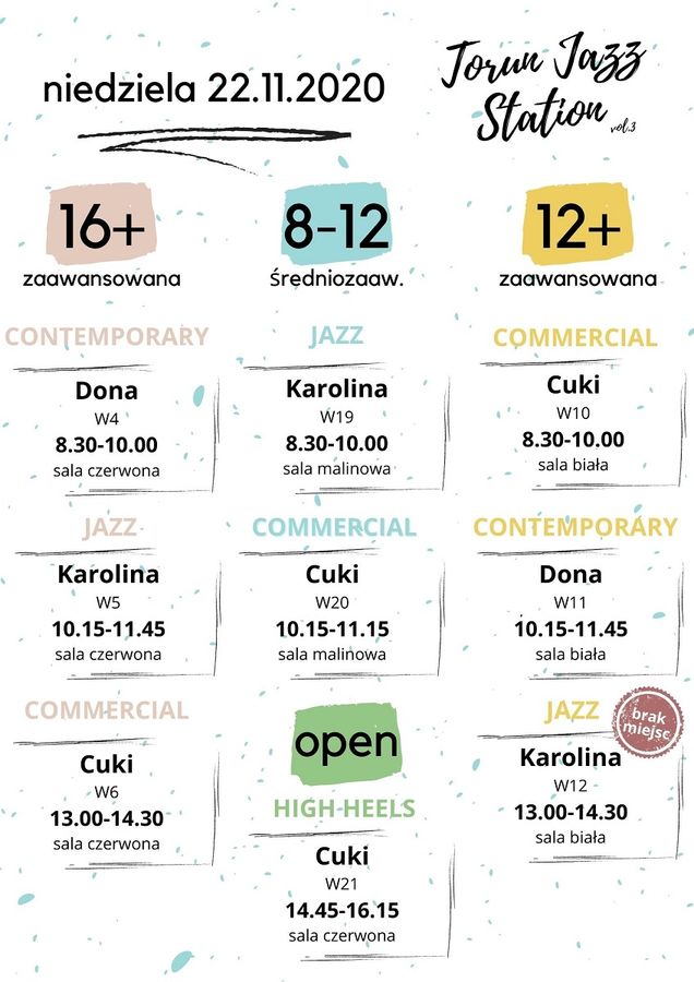 Grafik Warsztatów Toruń Jazz Station 2020 niedziela