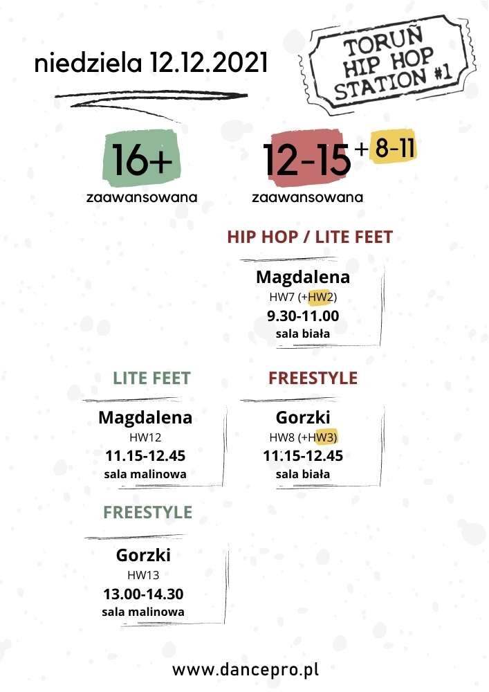 NIEDZIELA Toruń Hip Hop Station - warsztaty w Jagielski Dance Project